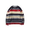 Men's T Shirts High-Quality Warm Knitted Base TShirt Fashionable Loose Oversize Couple Striped T-Shirt Hip-Hop Funny Clothes Tops