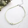 Choker 2023 Green Crystal Leaf Elndant Velvet Rope Necklace Short Chocker Netclaces for Women Girl Charm Collier Femme