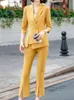 Kvinnors kostymer blazers mode kvinnor kontor formell kostym vintage smal solid blazer jackor delade byxor 2 stycken kvinnlig elegant chic pantsuit 230310