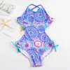 One-Pieces Multi Choice Big Girls One Piece Swimwear Swimsuits 2022 Leaf Print Children Beachwear Bathing Suit Girls Kids Swimsuit A213 W0310