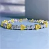 Queen Heart Topaz Moissanite Bangle Bracelet 100% Real 925 Sterling silver Wedding Bracelets For Women Men Promise Party Jewelry