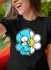 Camisetas De Mujer, camiseta estampada, cuello redondo, holgadas, De verano, bonitas camisetas negras, ropa De Mujer, camiseta informal De manga corta, Camisetas De Mujer