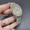 ZESTAW ZESTAW PEŁNEGO DIAMENTOWE WAKTY SLERNEGO Złote Diamond zegarek ze stali nierdzewnej zegarek Roman Diamond Scale Top Automatyczne zegarek