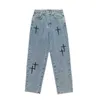 Herren Jeans Straight Hosen koreanische Modes Baggy Hip Hop Lose Lose Wide-Bein Hosen Elastischer Taillenstudent Denimhose Y2303