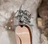 Designer Women Crystal Wedding Stiletto Shoes Luxury Royal Style Hight Heel Silver Wedding Shoes For Bride Pumps Wedding Party Prom Shoes