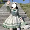 Casual Dresses Magogo Original Design Lolita Green Dress Pastoral Style Långärmad OP Autumn