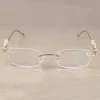 Lyxdesigner Fashion Solglasögon 20% rabatt på vintage Leopard Rimless Clear Stone Transparent Glass Rame Eyewear Men Accessories Oculos Eyeglasses 6384KaJia