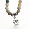 Strand Mala Amazonite Perle Bracelet Pour Yoga Bouddhiste Chapelet Prière Agate Jade Bijoux