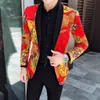 Ternos masculinos Blazers 2023 Men Jacket Menas Moda China Estilo Rico Flores Ricas em Floramento de Impressão brilhante Royal Slim Stage Blazer VIP