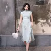 Ubranie etniczne vintage ponadwymiarowy 3xl nowość Krótka chińska formalna sukienka Rayon Style Kobiety mandarynki kołnierz qipao elegancka dama cheongsametnic