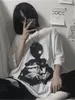 T-shirt femme noir dessin animé Ulzzang Femme lâche été surdimensionné t-shirt femmes vêtements Harajuku manches courtes hauts t-shirt Hip Hop fille 230310