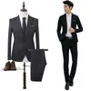 Herrenanzüge Herren Bräutigam tragen Smoking Slim British Style Student Anzug Männer Business Freizeit 2 -teilige Groomsmen Man (Jacke Hose)