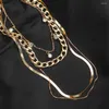 Chains Trendy Gold Color Multi-layer Chain Necklace For Women Crystal Pendant Thick Fine Fashion Jewelry Party Gifts