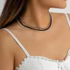 Girocollo Salircon Perle di vetro sfaccettate in cristallo di moda fatte a mano per le donne Mini collana nera Gioielli Boemia Regalo per feste