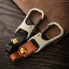 Anneaux clés 2023 Luxury Véritage en cuir en cuir Keyring Keychain Men's Simple Key Chains Holder Keyfob pour les accessoires de voiture Cadeau