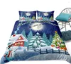 Set di biancheria da letto Set di buon Natale Copripiumino di Babbo Natale Decorazione per la biancheria da letto di casa Tessuti in 3 pezzi