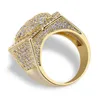 Cluster Ringe Herren Hip Hop Rapper CZ Strass Gold Silber Farbe Iced Out Bling Star Ring Männlich Weiblich Luxus Schmuck 7-11Cluster Clust