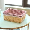 Storage Baskets Wicker Basket with Liner Woven Storage Bins Rectangular Shelf Baskets for Home Bedroom Bathroom Organizing Natural Brown 230310