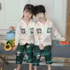 Pajamas Children Pajamas Set Silk Satin Homewear for Kids Casual Printed Girls Sleepwear Spring Summer Boys Tracksuit Youth Wear 230310