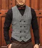 Herrvästar Casual Men's Brown Waiter Vest Jacket Slim Fit Prom Double Breasted Blazer Champagne Suits Waistcoat For Wedding Man Grooms 230310