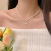 AFSHOR Perline Collane Donna Francese Elegante Perla Bianca Fiore Rosa Tatuaggio Choker Pendenti Collana di Moda per Gioielli da Donna Regalo per Ragazze