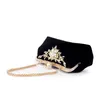 الأكياس المسائية أنثى الماس لؤلؤة اليدين Vintage Crystal Flower Flower Bag Bag Wedding Bride Bage Bagblack 230309