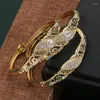 Bangle Gold Planed Dubai Banles Open Women Crystal Charm Luksusowy arabski biżuteria ślubna