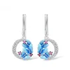 Boucles d'oreilles à tige papillon bleu exquis trois goujons peints en émail dames en argent époxy bijoux cadeaux de noël goujon