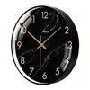 Wall Clocks Black Large Wall Clock Silent Watches Nordic Modern Clocks Wall Home Decor Creative Gold Kitchen Watch Marble Pattern Gift 230310