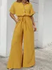 Kobiety Jumpsuits Rompers Summer Women Kamuflage nadruk Playsit Fashion Ladies szeroka noga Romper kombinezon swobodne sznurka