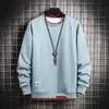 Mens Felpe Felpe Autunno Harajuku Uomo Casual Felpa di Colore Solido UNICO Collo Falso In Due Pullover Base Magliette e camicette Streetwear 230310