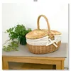 Storage Baskets Handmade Wicker Basket Rattan Bread Proofing Proving Baskets Camping Picnic Fruit Snack Organizer Basket with Double Lids 230310