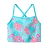 Één-stuks Baohulu Girls Swimsuit lange mouw zonbescherming badmode kinderen bloemen afdrukken drie stukken strand badpakken meiden bikini w0310