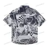 Xinxinbuy Men designer tee t shirt 23SS Ink Print denim Kortärmad bomullskvinnor svart vit grå blå s-2xl