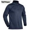 Mens TShirts TACVASEN With Zipper Pocket Long Sleeve Tshirts Tactical 14 Zip Collar Shirts Quick Dry Military Army Tops Man 230310