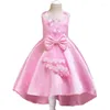 Robes de fille princesse bébé filles broderie fleur robe de soirée de mariage vêtements enfants enfants traînant Thanksgiving vêtements de noël