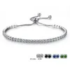 Gioielli in oro bianco placcato con pavé di zirconi Bracciale a catena a maglie da tennis per le donne Braccialetti di cristallo con pietre preziose nere blu chiaro verde Dr Dhmps