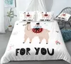 Bedding Sets Alpaca Set Cartoon Animal Bed Linen Kids Duvet Cover Girls Boys Home Textiles Microfiber Bedclothes White