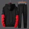 Erkek Trailtsuits Erkekler 2 Parça Ter Takım Patchwork Baskı Sweatshirt Sweatshirt Setleri Öğrenci Kocası Spor Giyim 230310