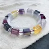 Strand Gros Couleur Fluorite Pierre Naturelle Bracelets Géométrique Forme Polygonale Perles Pour Femmes Bijoux En Cristal Frais