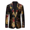 Men's Suits Plus Size 6XL-M Luxury Gold Floral Print Blazer 2023 Men Jacquard Slim Fit Suit Jacket Wedding Club Party Dress Clothing