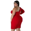Plus storlek klänningar solid färg sexig en axel kvinnor mager kväll bodycon backless mini klänning grossist dropshipping 230307