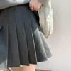 Spódnice jesienne kobiety mini zamek błyskawiczny w talii solidne jk a-line moda swobodna seksowna plisowana spódnica femme szara streetwear