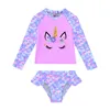 One-Pieces 2PCS Kids Girls Tankini Swimwear Set Cartoon Costume da bagno stampato Costume da bagno Top con Bottoms Slip Bambini Beachwear Outfit W0310