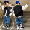 Jackor Spring Green Black Letter Baseball Jacket Baby Boys Fashion Clothes For Teen Kids Cardigan 3 till 13 Barn Casual Outwear Coats 230310