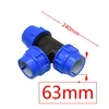 Equipamentos de rega T do tipo T 40mm 50mm 63mm Conector de água DN32 DN40 DN50 PVC PE Tubo de tubo de 3 vias Junta 1pcs