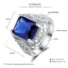 Cluster Rings Big Blue Zicron Stone S925 Серебряный серебряный цвет винтаж для женщин модные свадебные украшения 2023