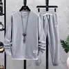 Mens Tracksuits Spring Autumn Two Piece Set Linen Fabric Casual Sweatshirt and Sweatpants Sports Suit Fashion Tracksuit 230310