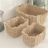 Storage Baskets Cotton Rope Woven Storage Basket with Handle Sundries Cosmetic Storage Box Toys Snack Desktop Makeup Organizer Cotton Baskets 230310