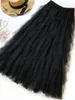 Skirts Fashion Tutu Tulle Skirt Women Long Maxi Skirt Spring Summer Korean Black Pink High Waist Pleated Skirt Female 230310